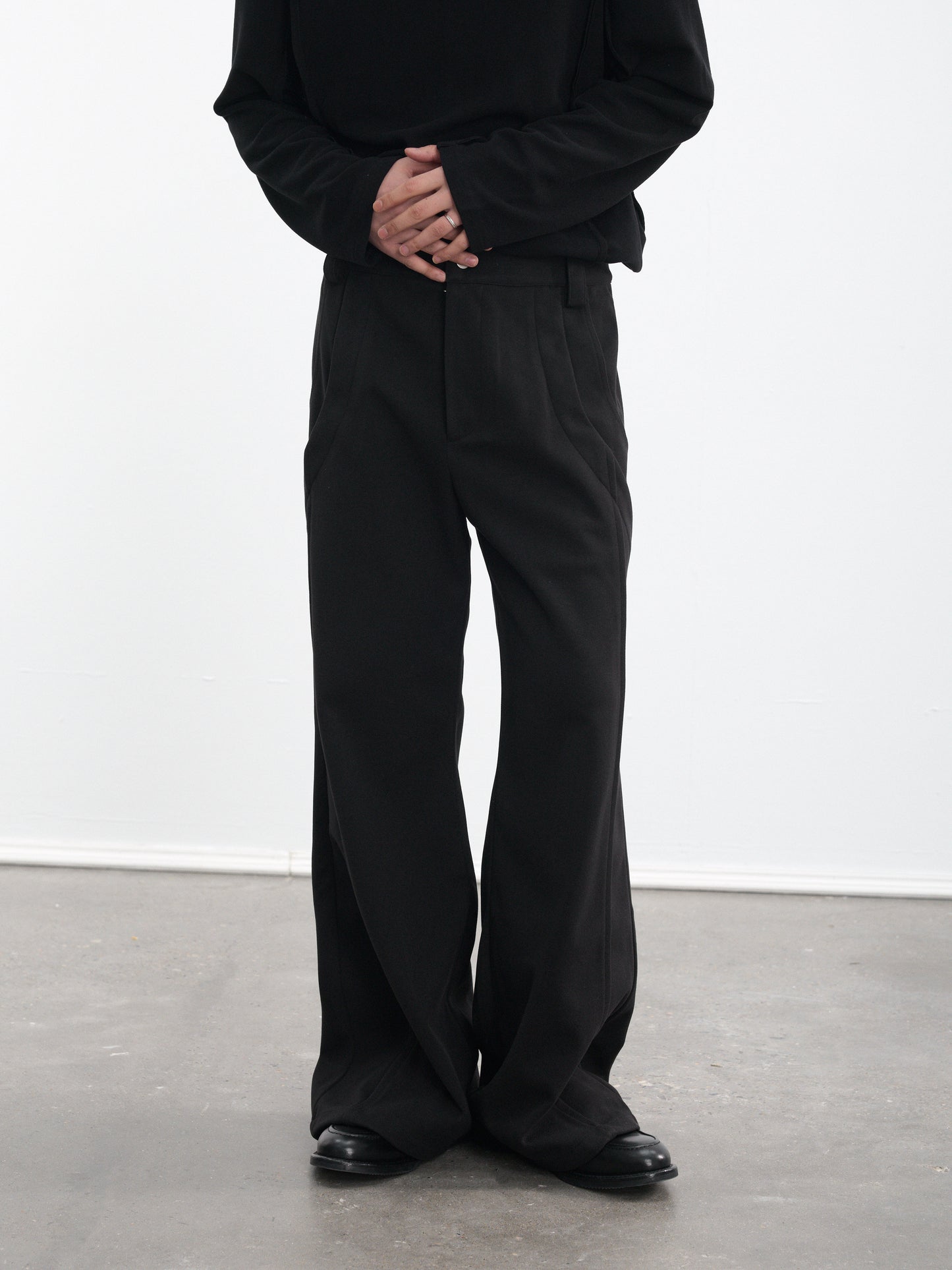 Deconstructed Wide-Leg Casual Pants