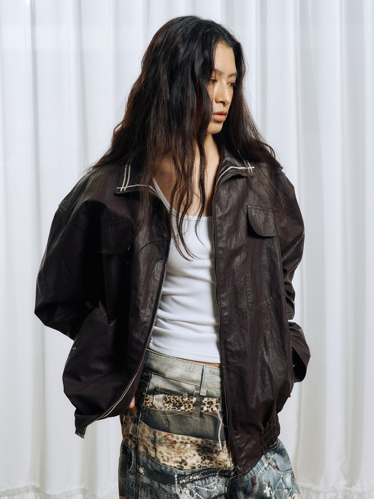 Waxed Leather Coated Jacket
