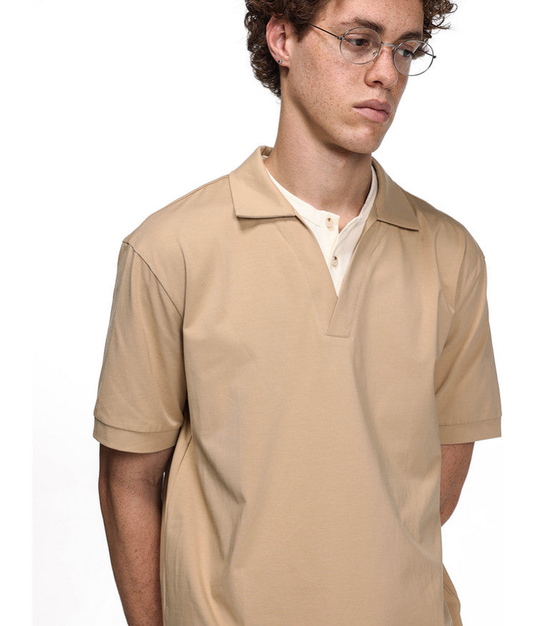 Fake Two-Piece Double Collar Polo Shirt