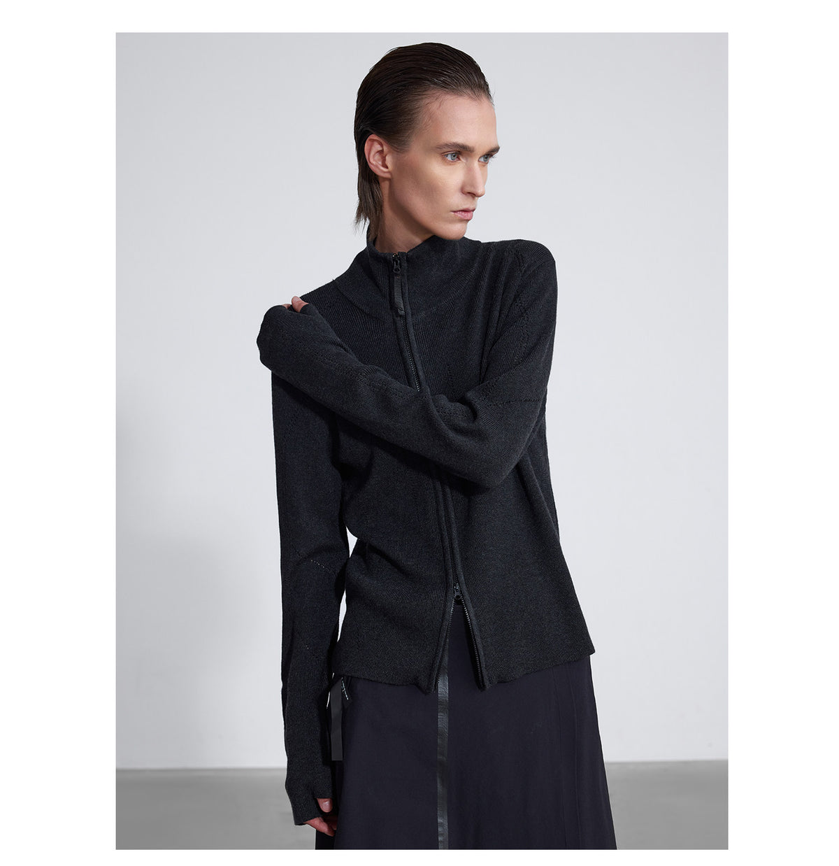 Side-Zip Openwork Fit Knit