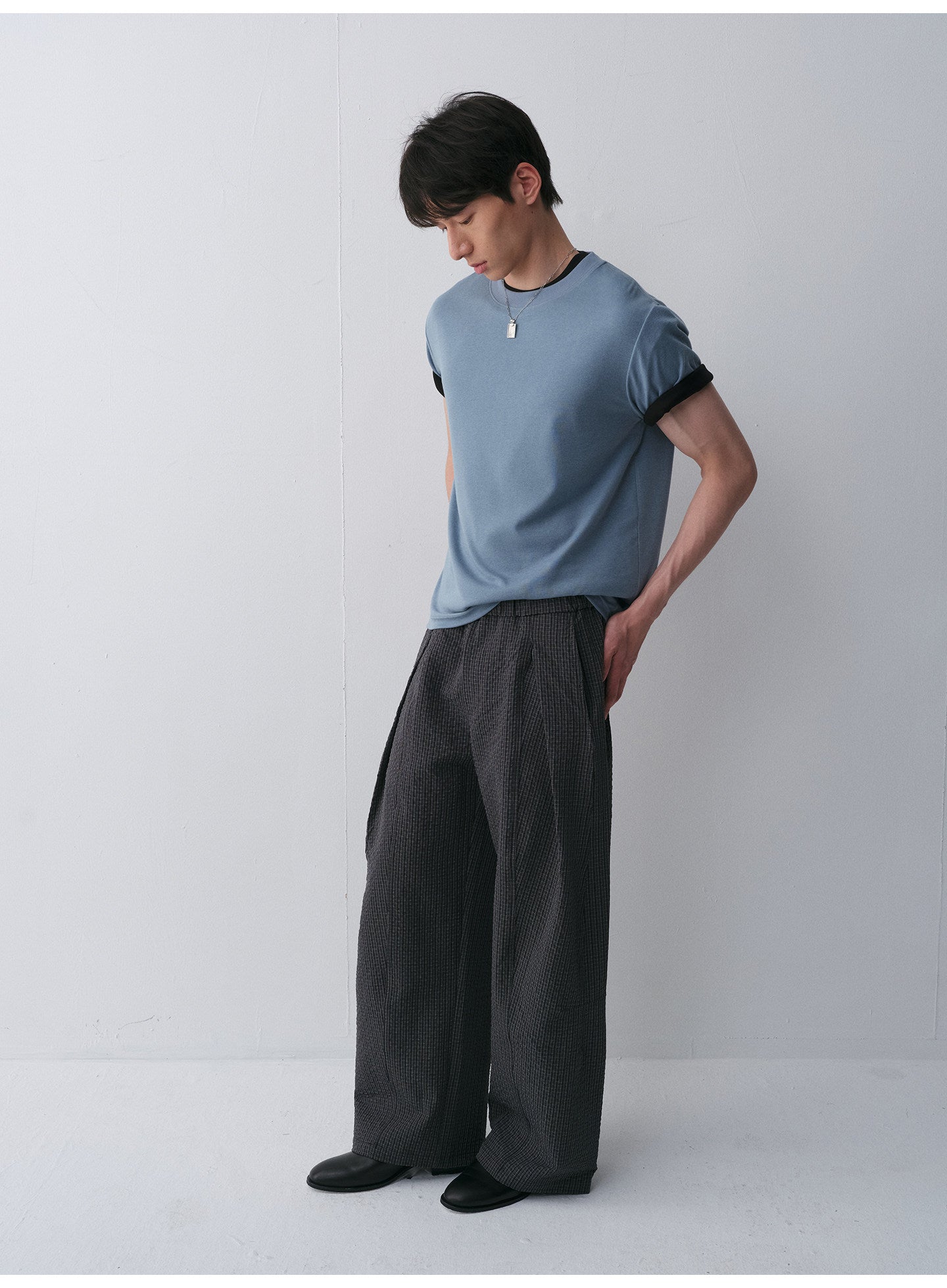 Tencel & Wool Blend Crew Neck T-Shirt