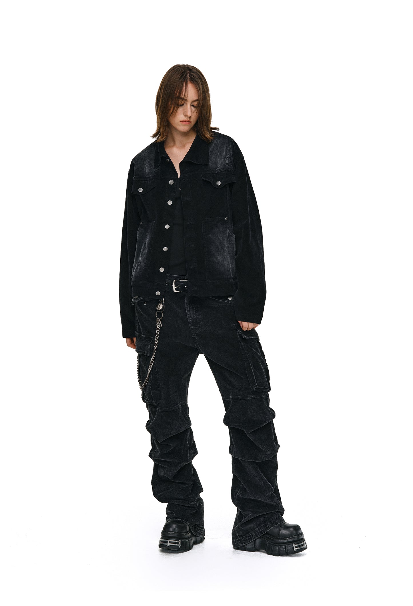 Heavy-Wash Casual Pants