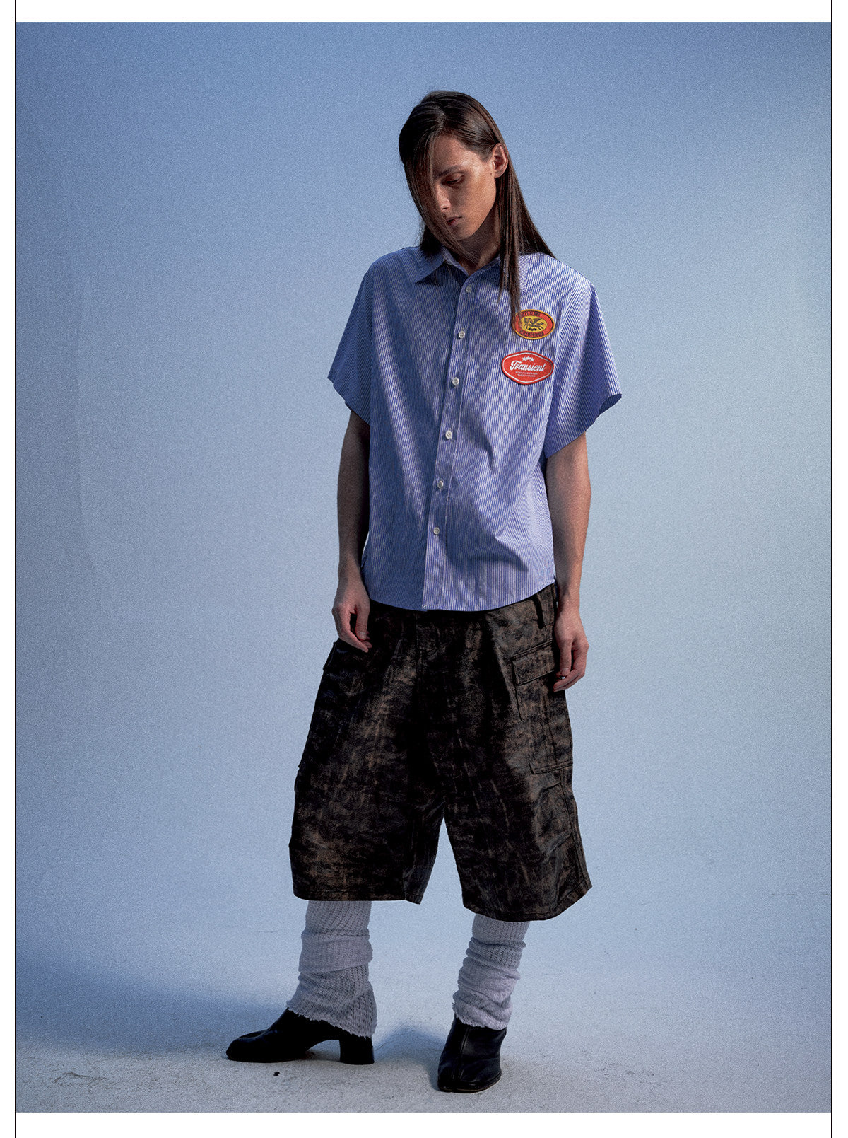 Striped Shirt with Embroidered Emblem　