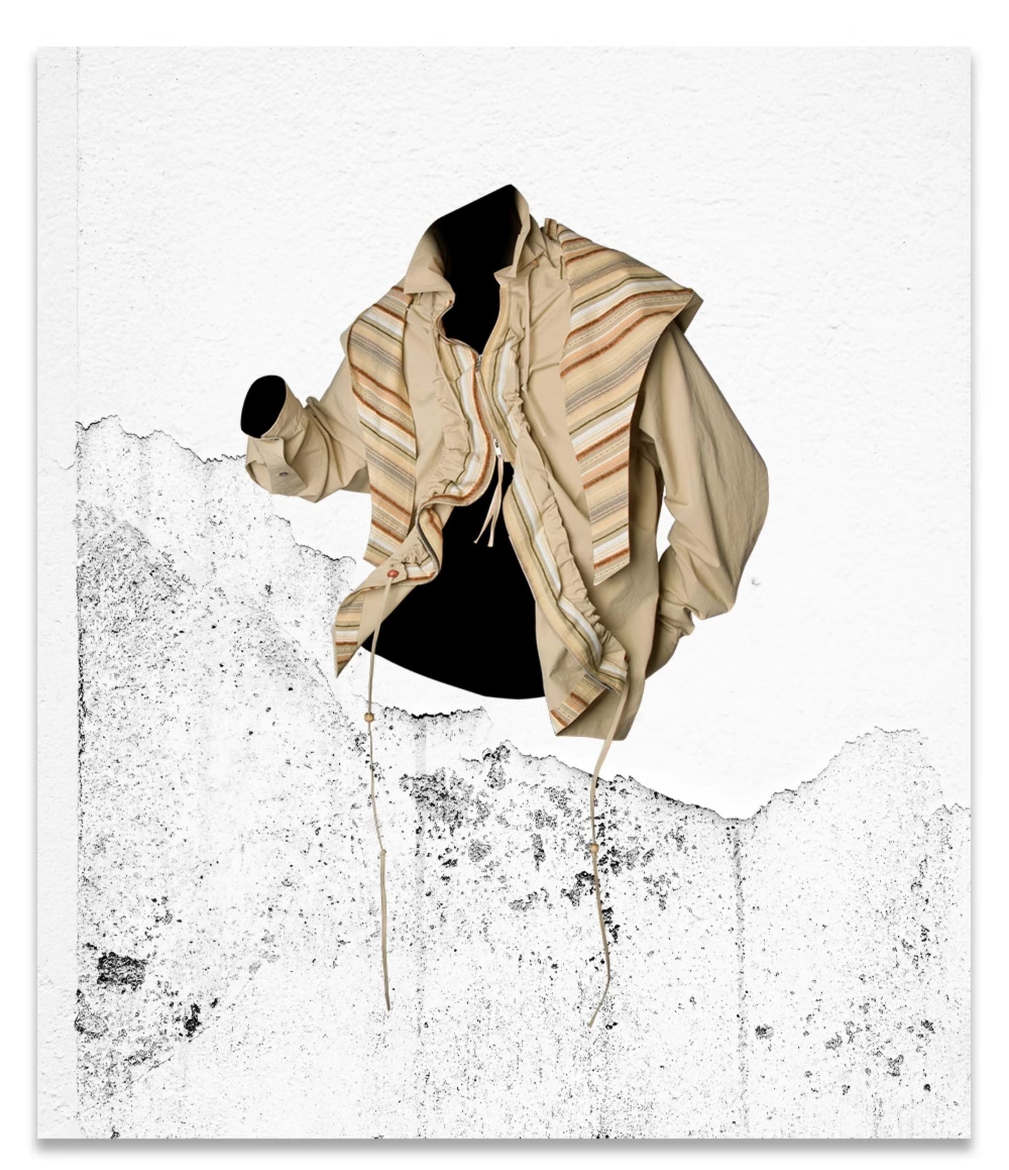 Pleated Wash Detachable Hood Shirt