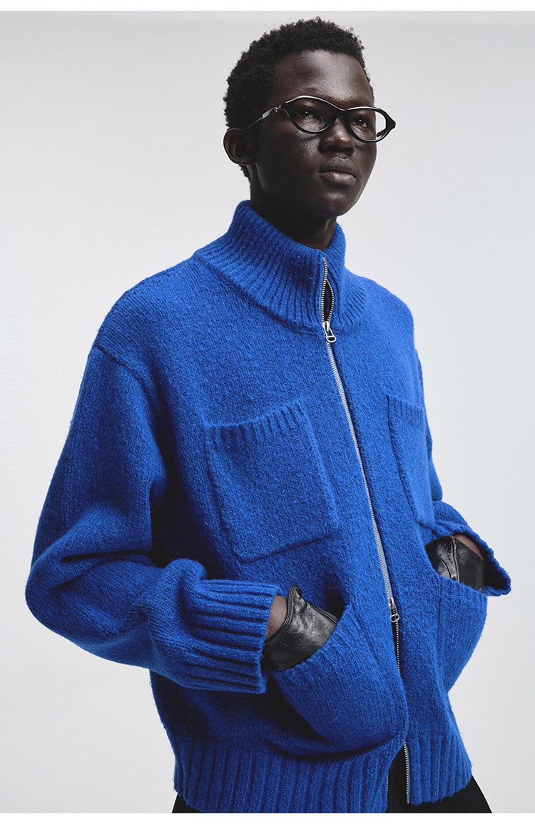 Turtleneck Multi-Pocket Cardigan