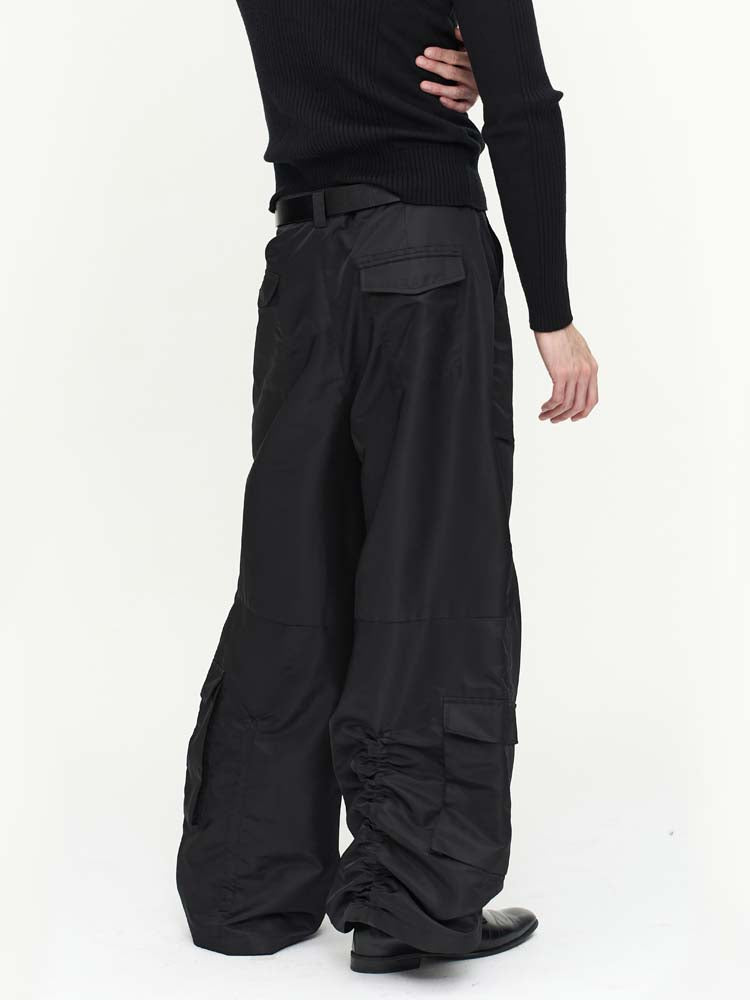 Nylon loose silhouette casual pants