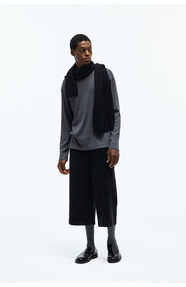 Narrow Crew Neck Basic T-Shirt