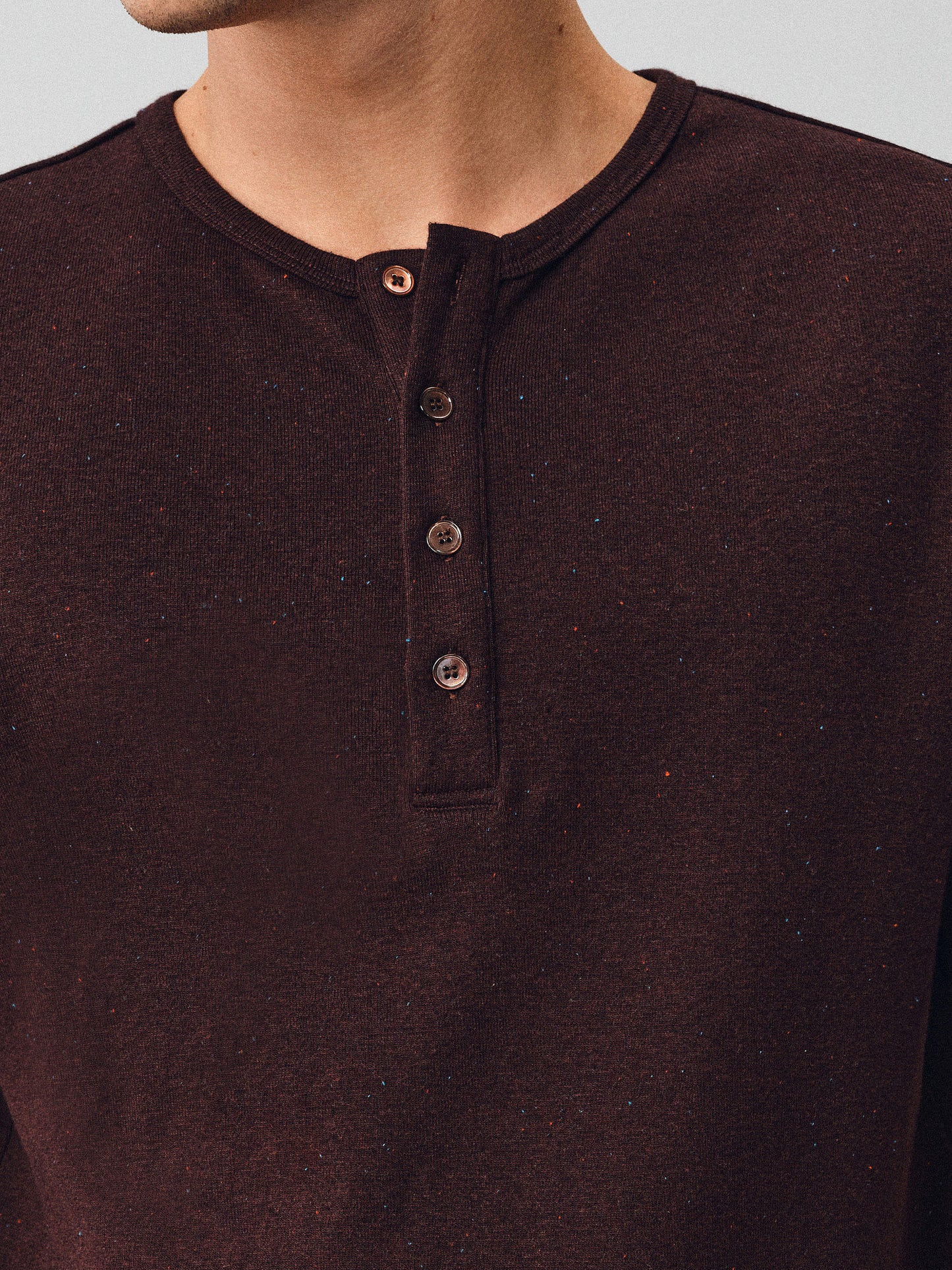 Henley-Collared Button-Down T-Shirt