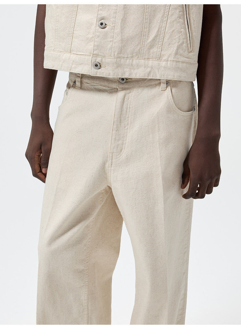 Wash-Finish Straight-Leg Pants