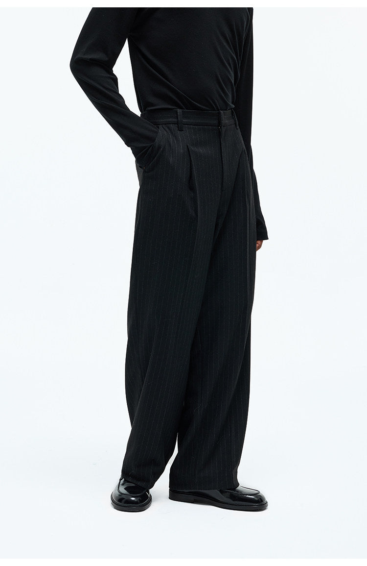 Single-Pleat Stretch Waist Casual Pants