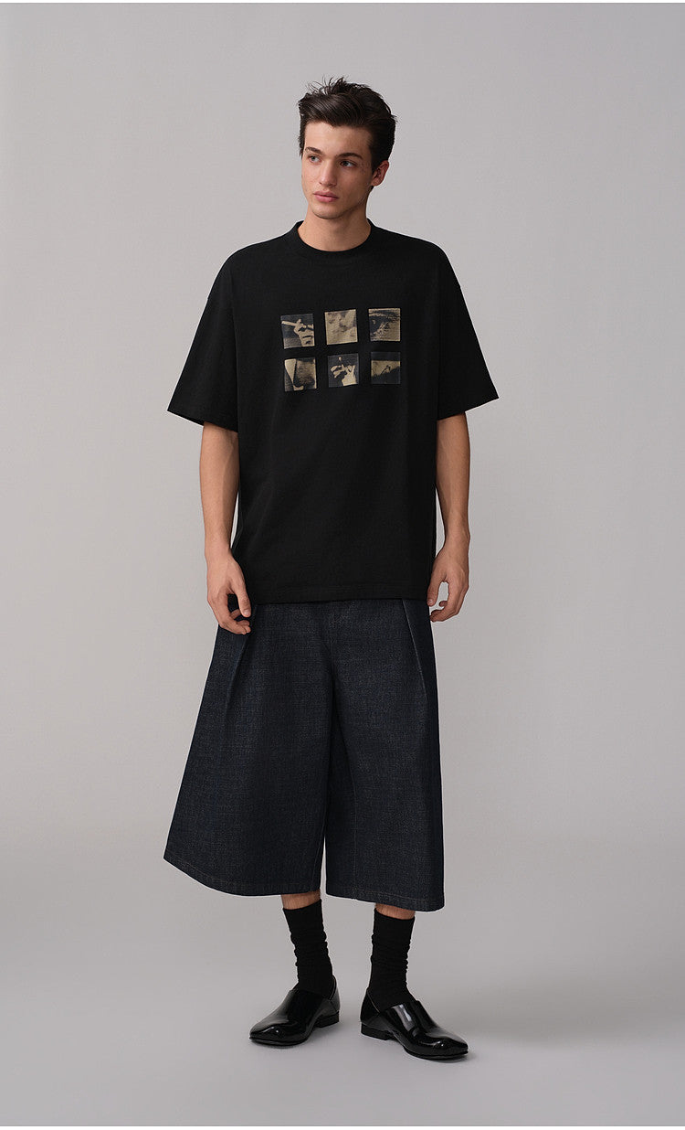 Silhouette Print Loose-Fit Casual T-Shirt