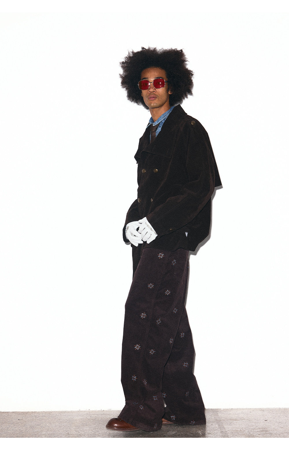 Detachable fur collar double-breasted trench coat