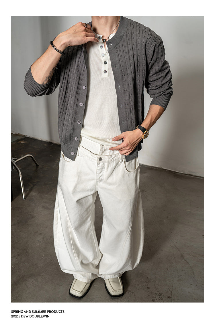 Stretch Cable-Knit Cardigan