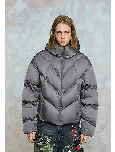 Solid Color Short Wide Down Jacket