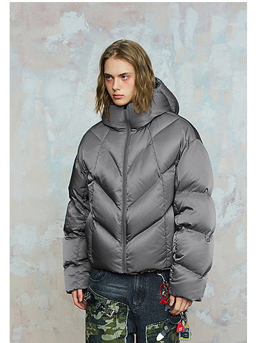 Solid Color Short Wide Down Jacket