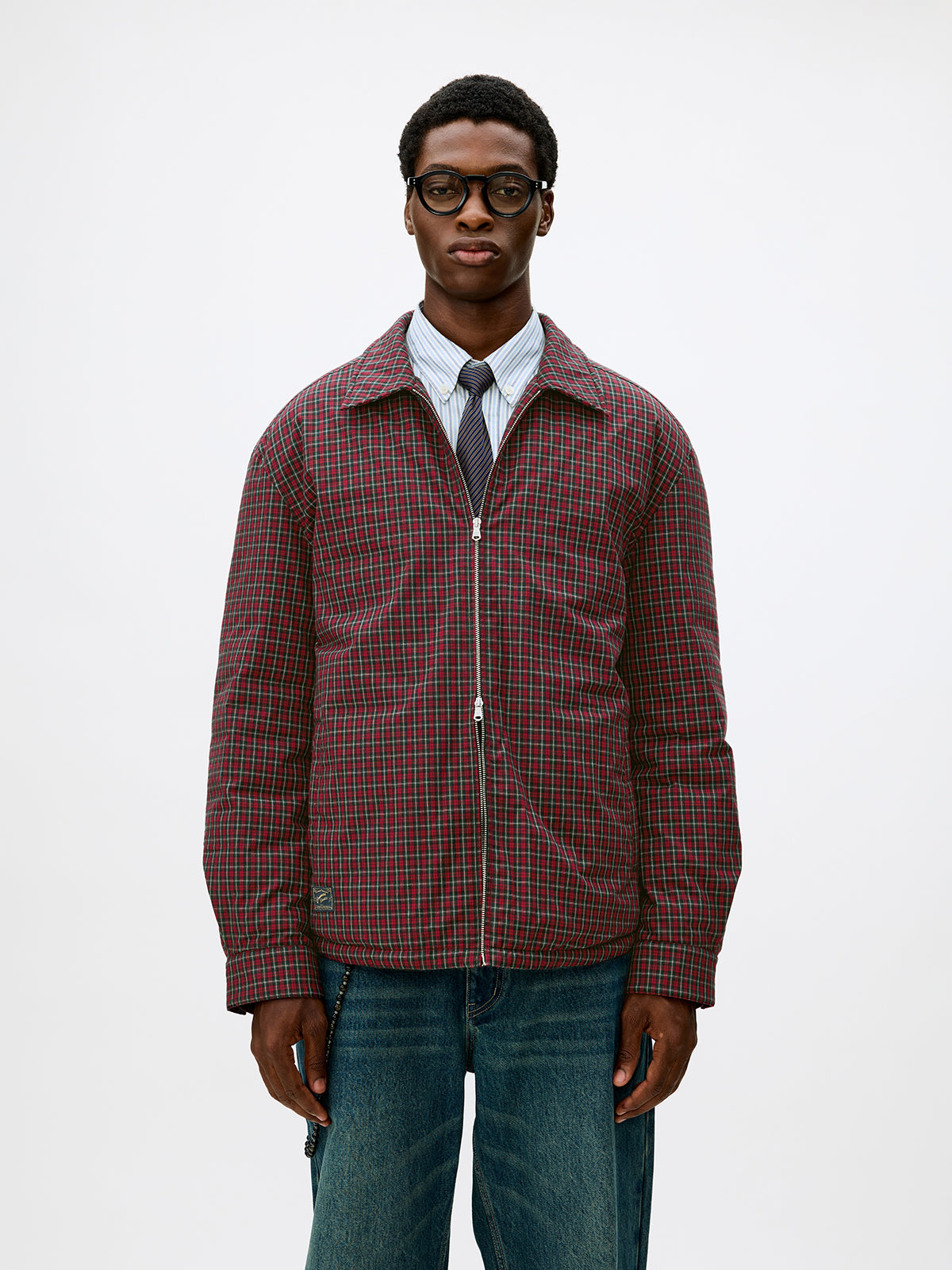 Checkered White Duck Down Jacket