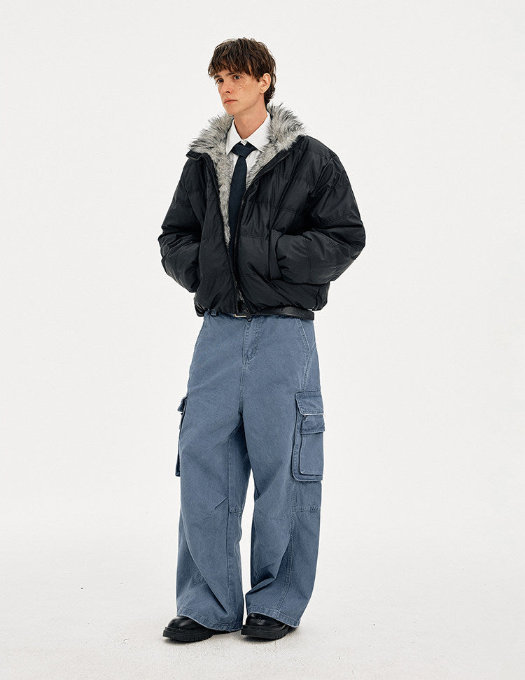 Retro Style Fur Collar Down Jacket