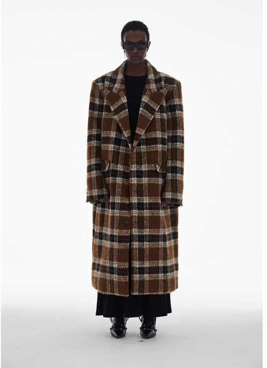 Original design checkered long coat