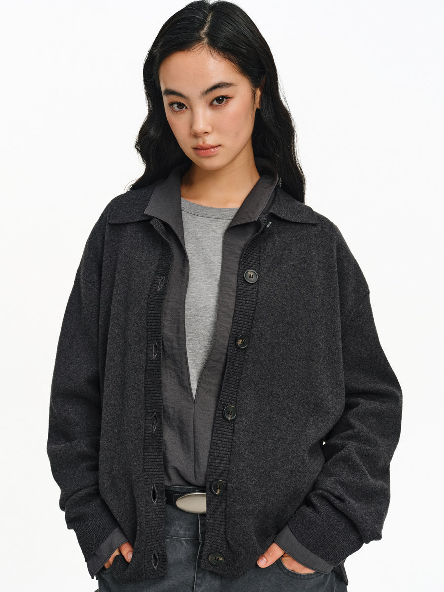 버튼 다운 카디건