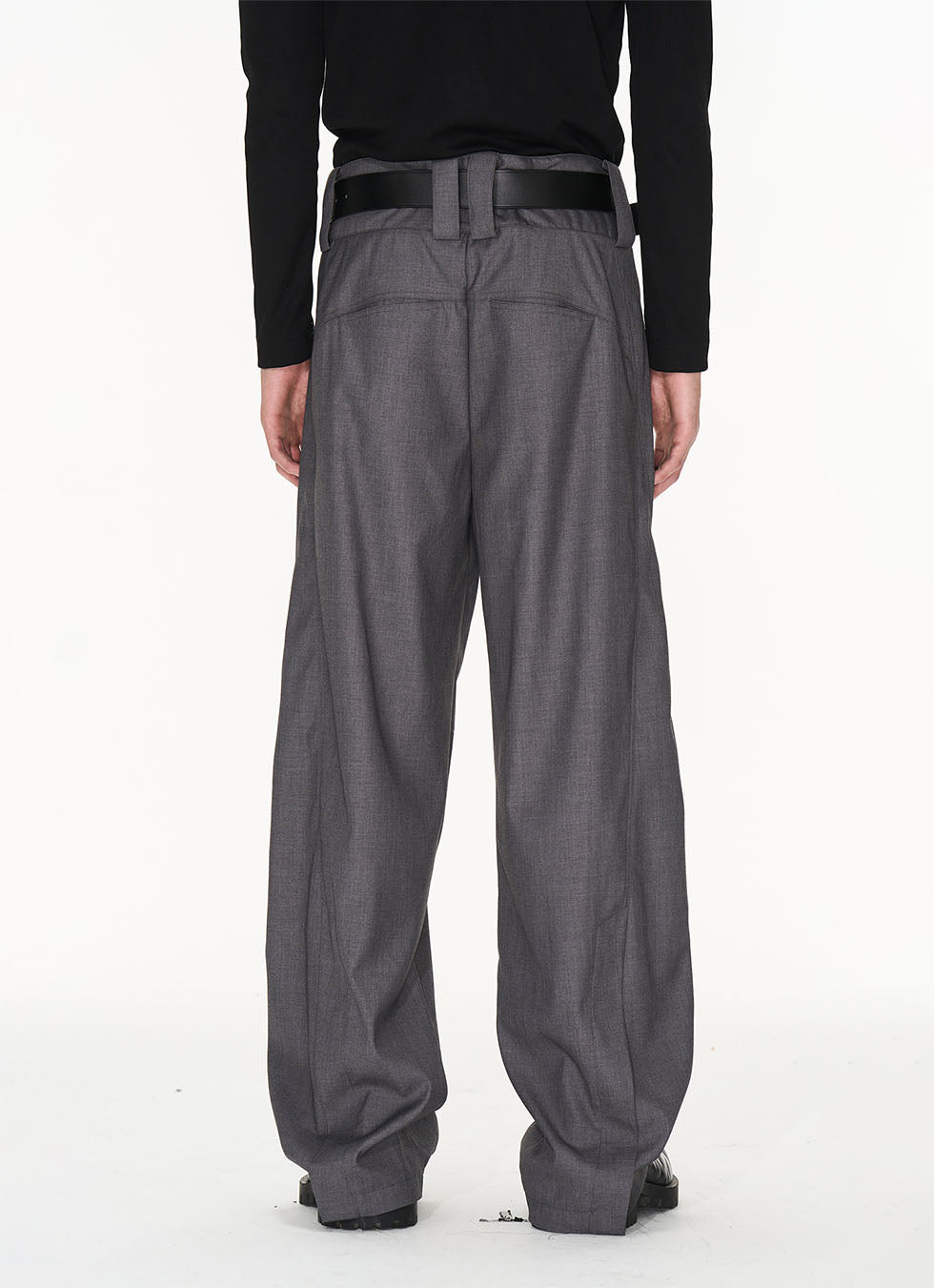 Wide Waist Clip-On Design Plain Loose Fit Pants