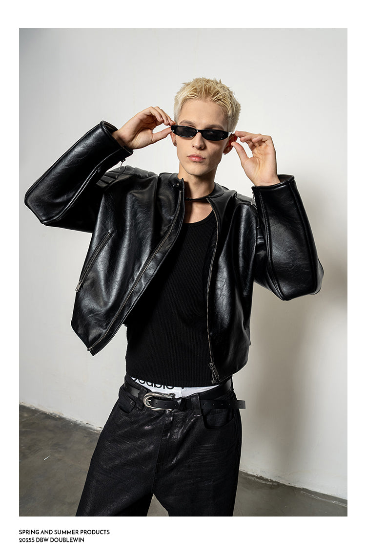 Pleated Silhouette Rider Jacket