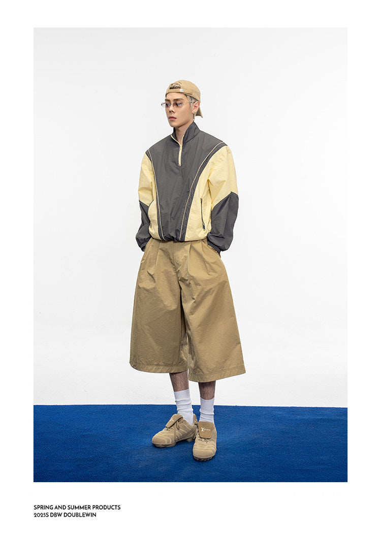 Gathered Relaxed-Fit Casual Shorts