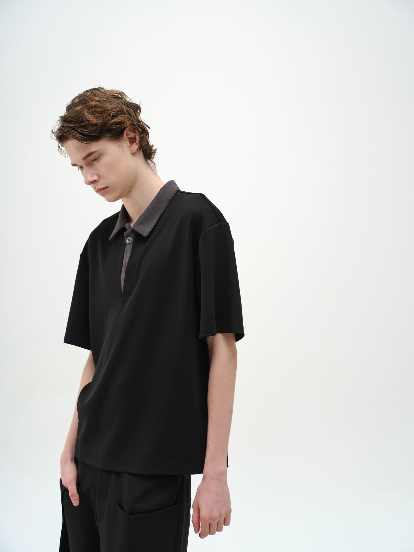 Single-button polo shirt