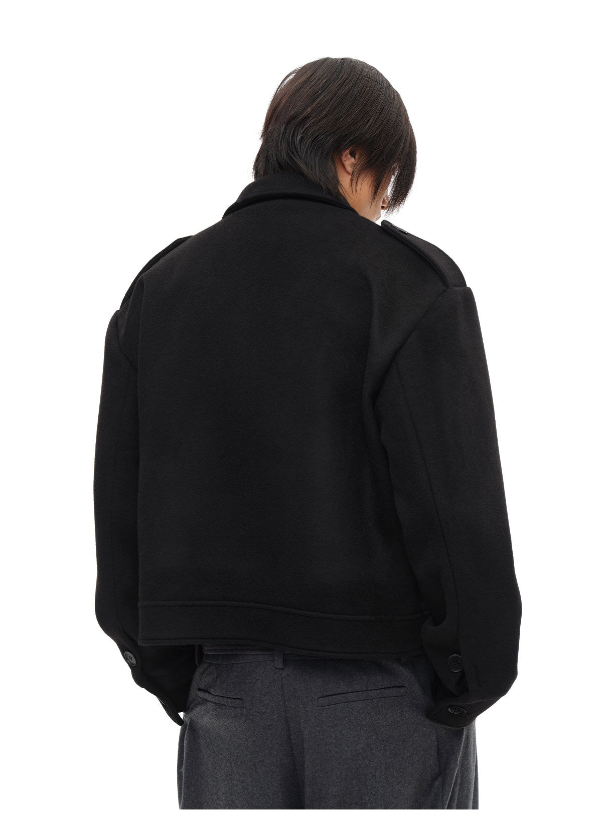 Webbing Shoulder Tapered Wool Jacket