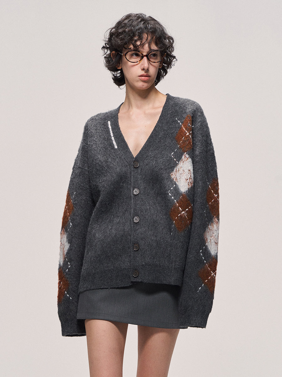 Hand-Stitched V-Neck Cardigan