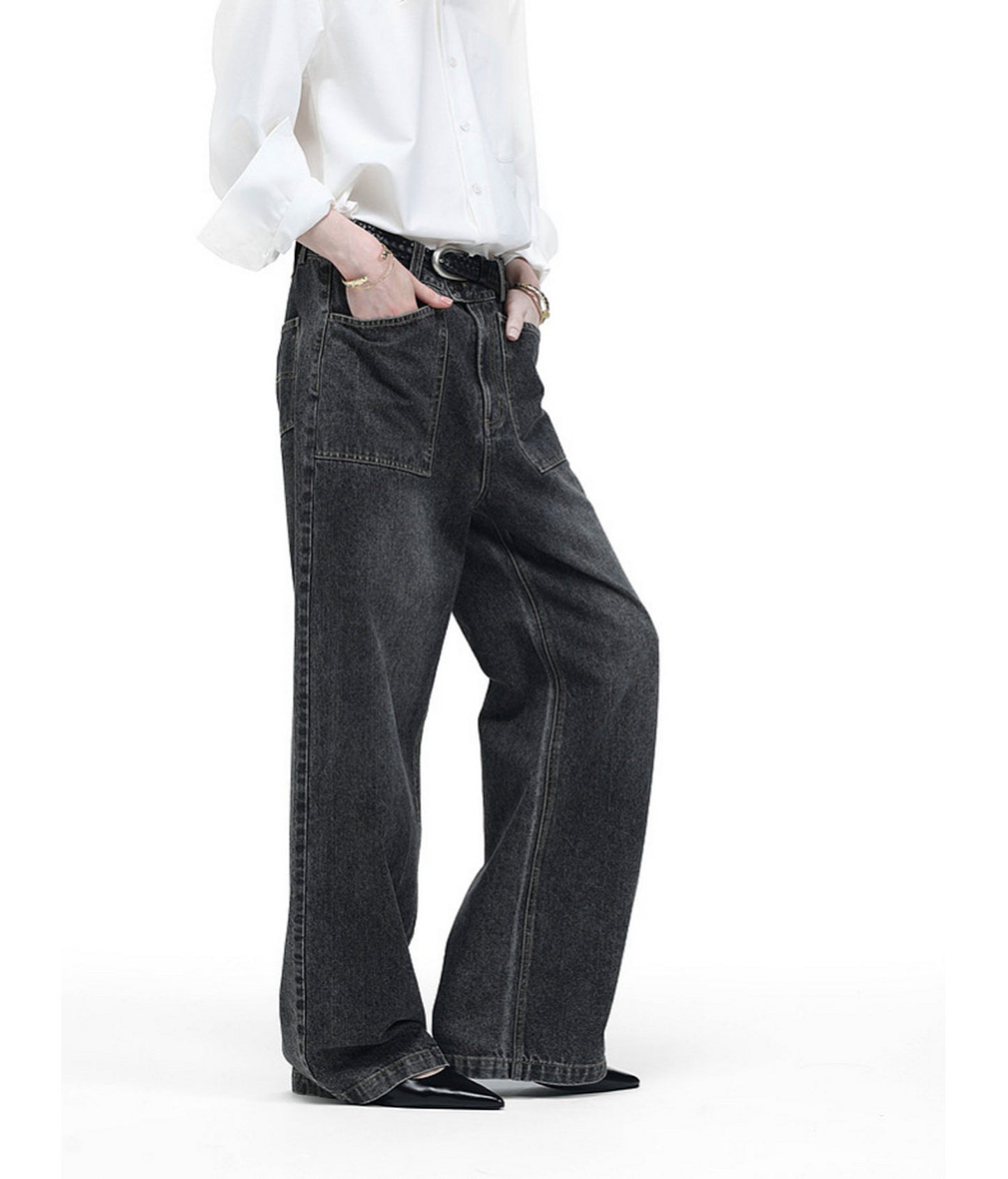 Wash-Mat Mid-Rise Straight-Leg Jeans