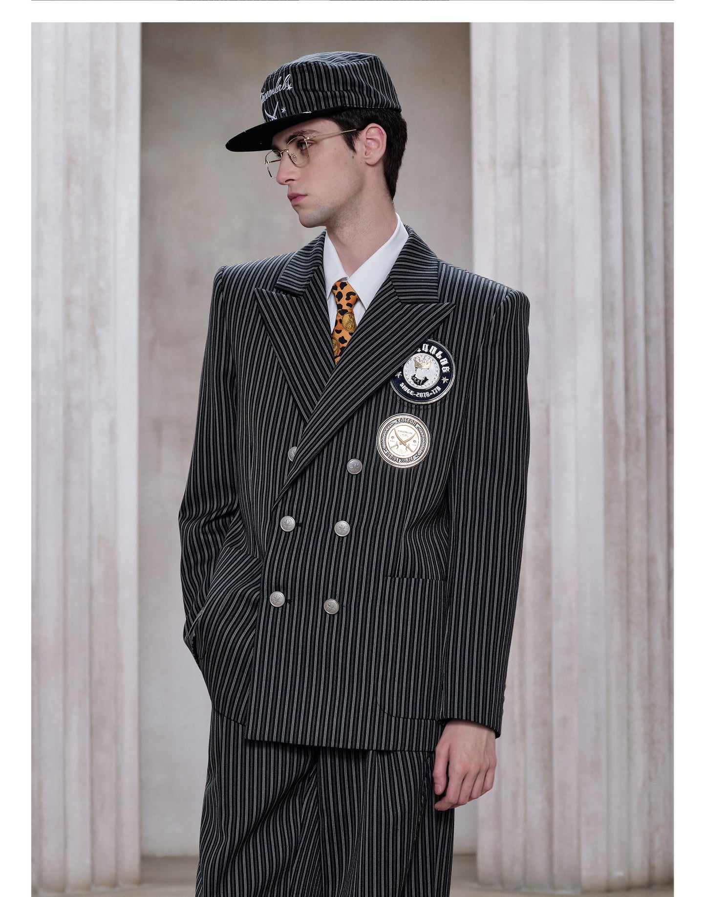 Striped Double-Breasted Jacket