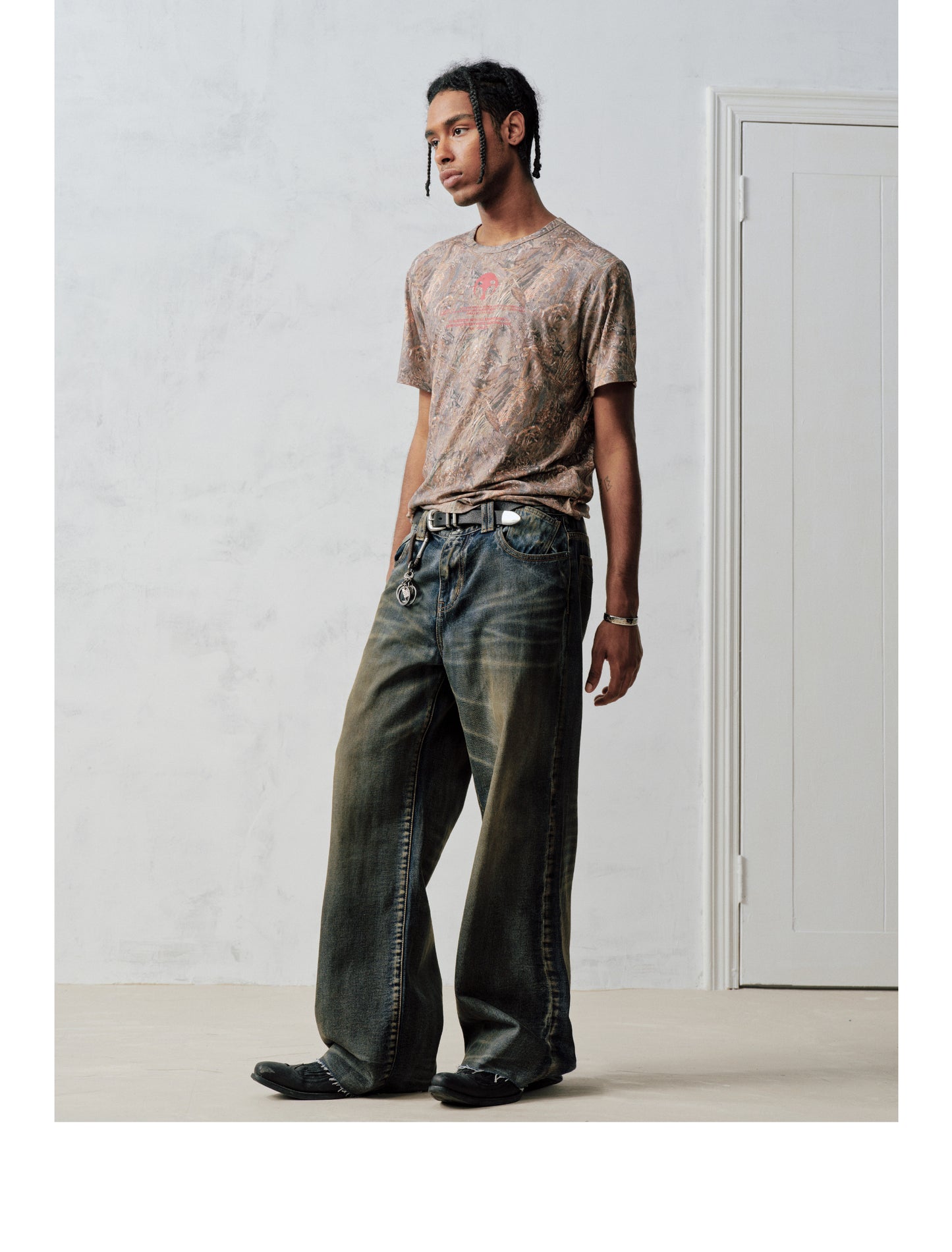 Deconstructed Wide-Leg Jeans