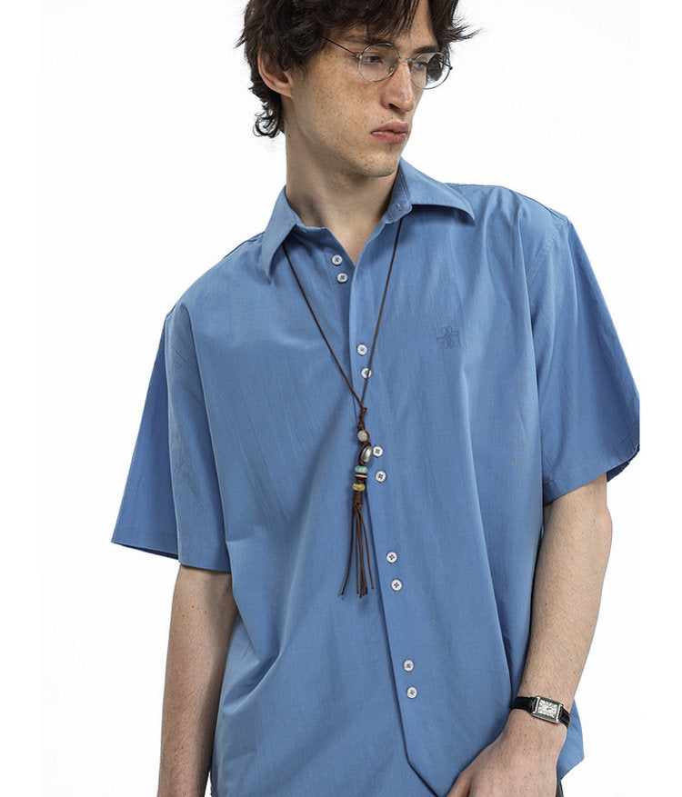 Embroidered Beaded Necklace Shirt
