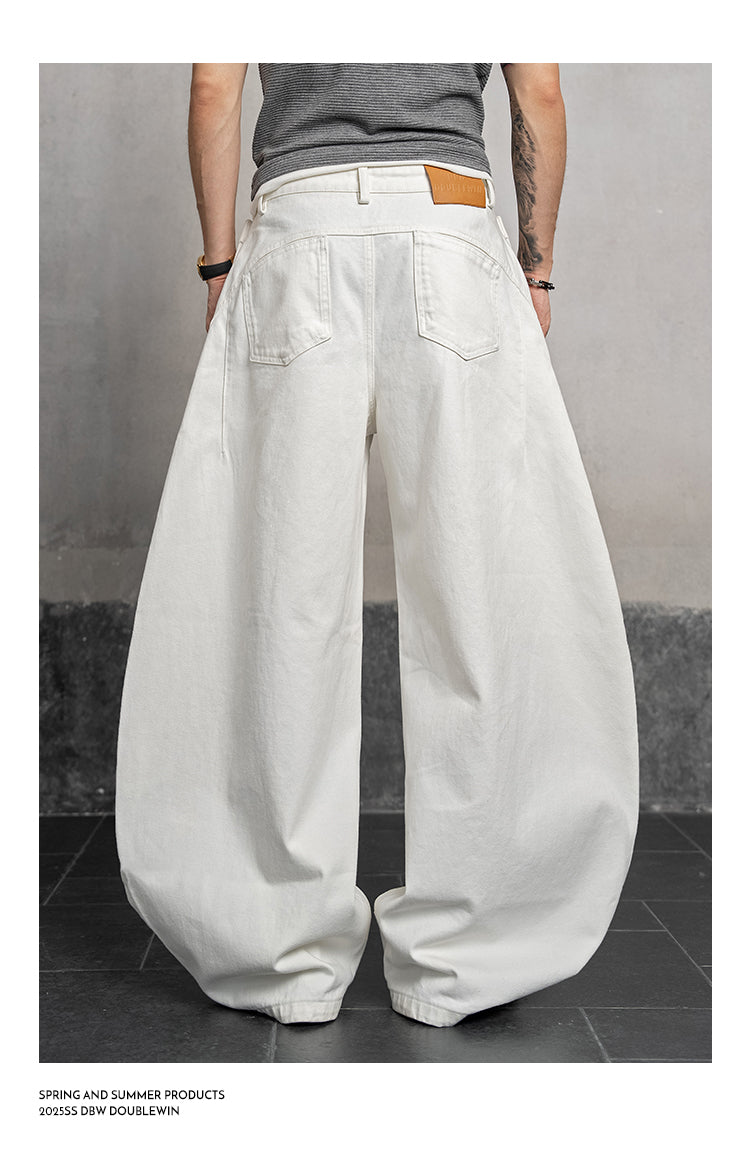 Double waist denim pants