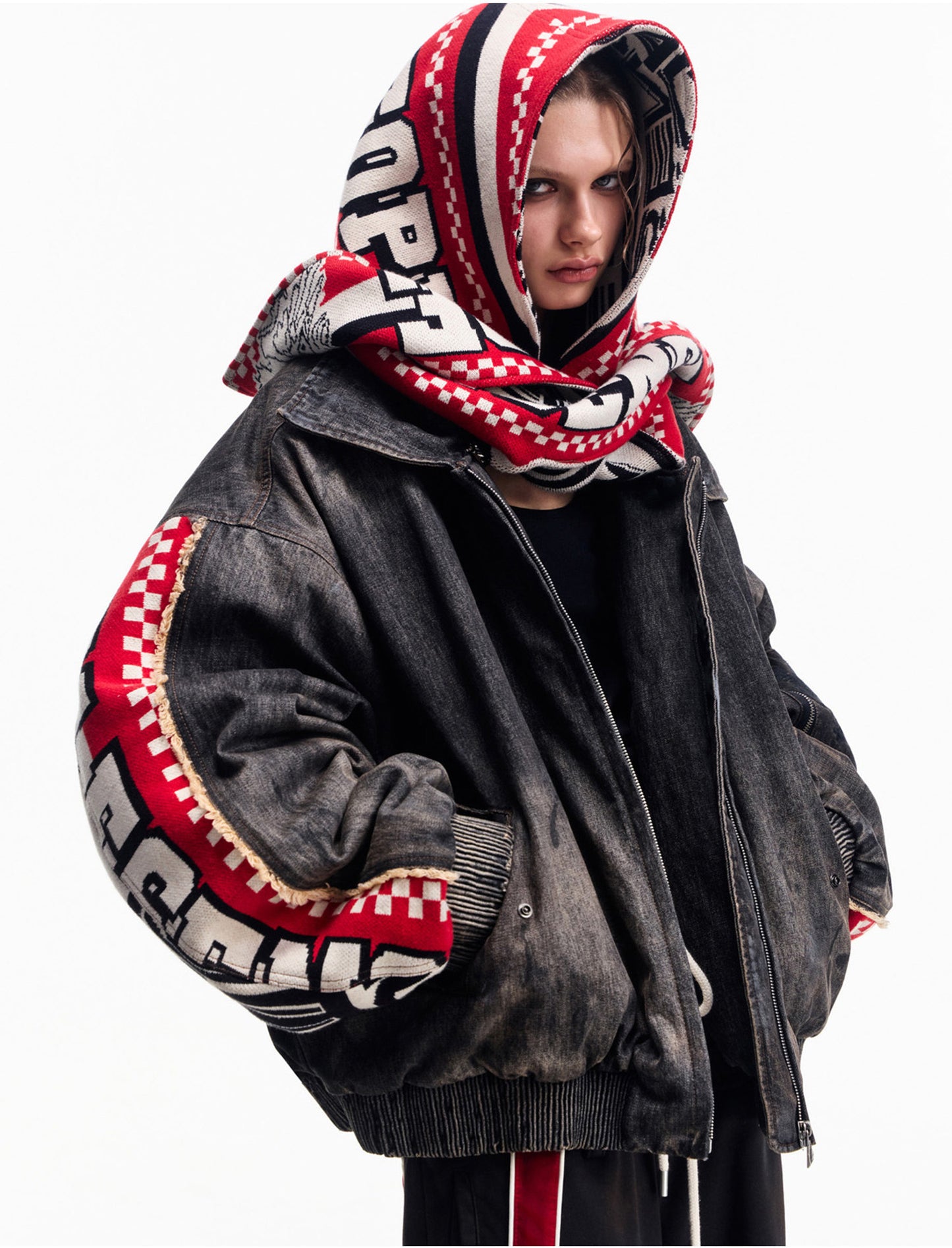 Distressed Racing Denim Jacket