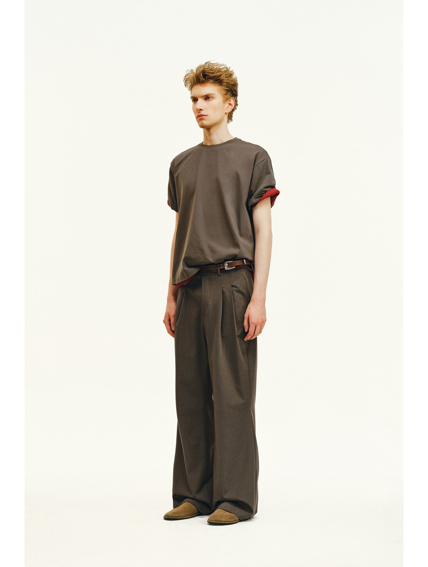 Double-Pleated Casual Pants