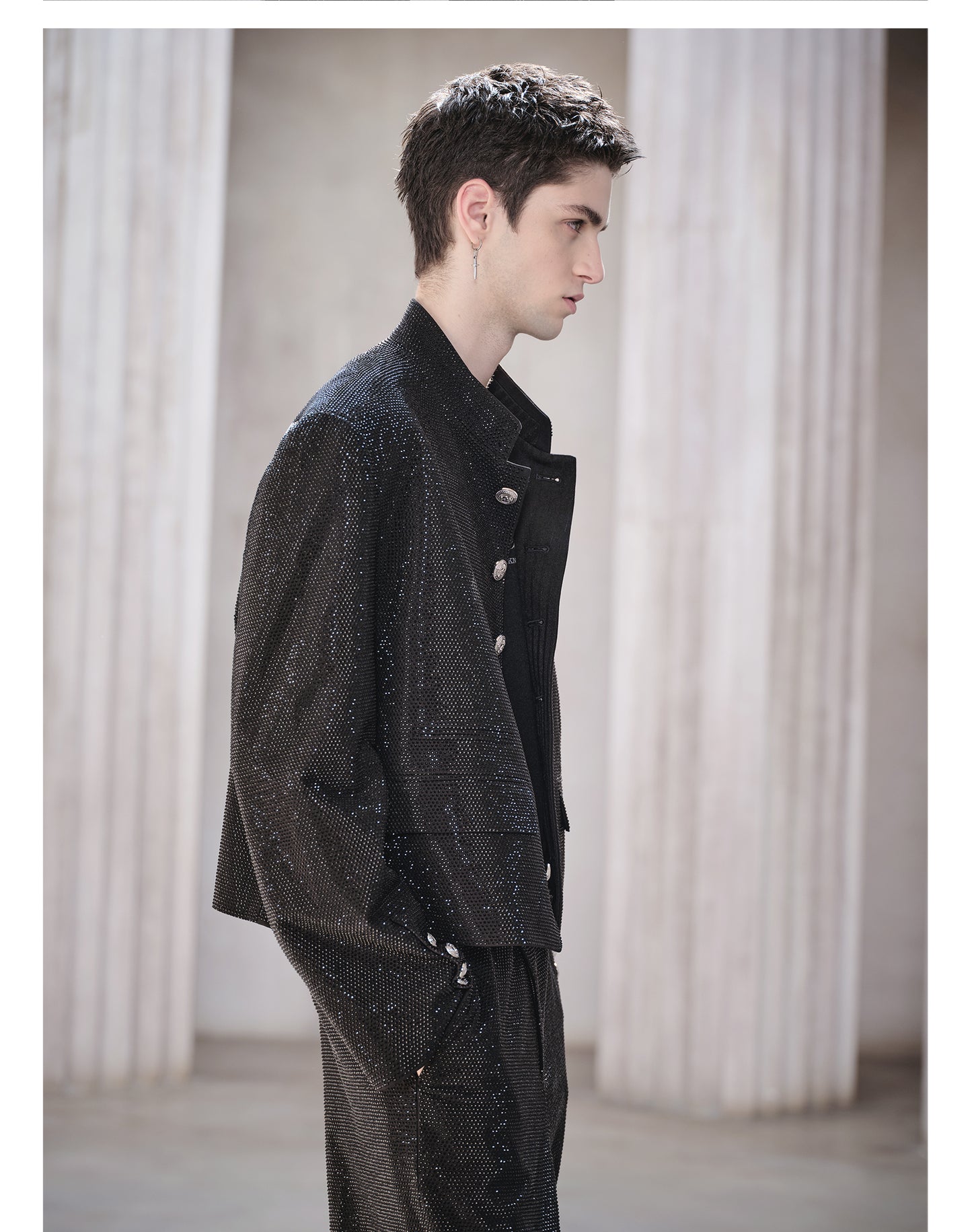 Full Rhinestone Design Jacket Set