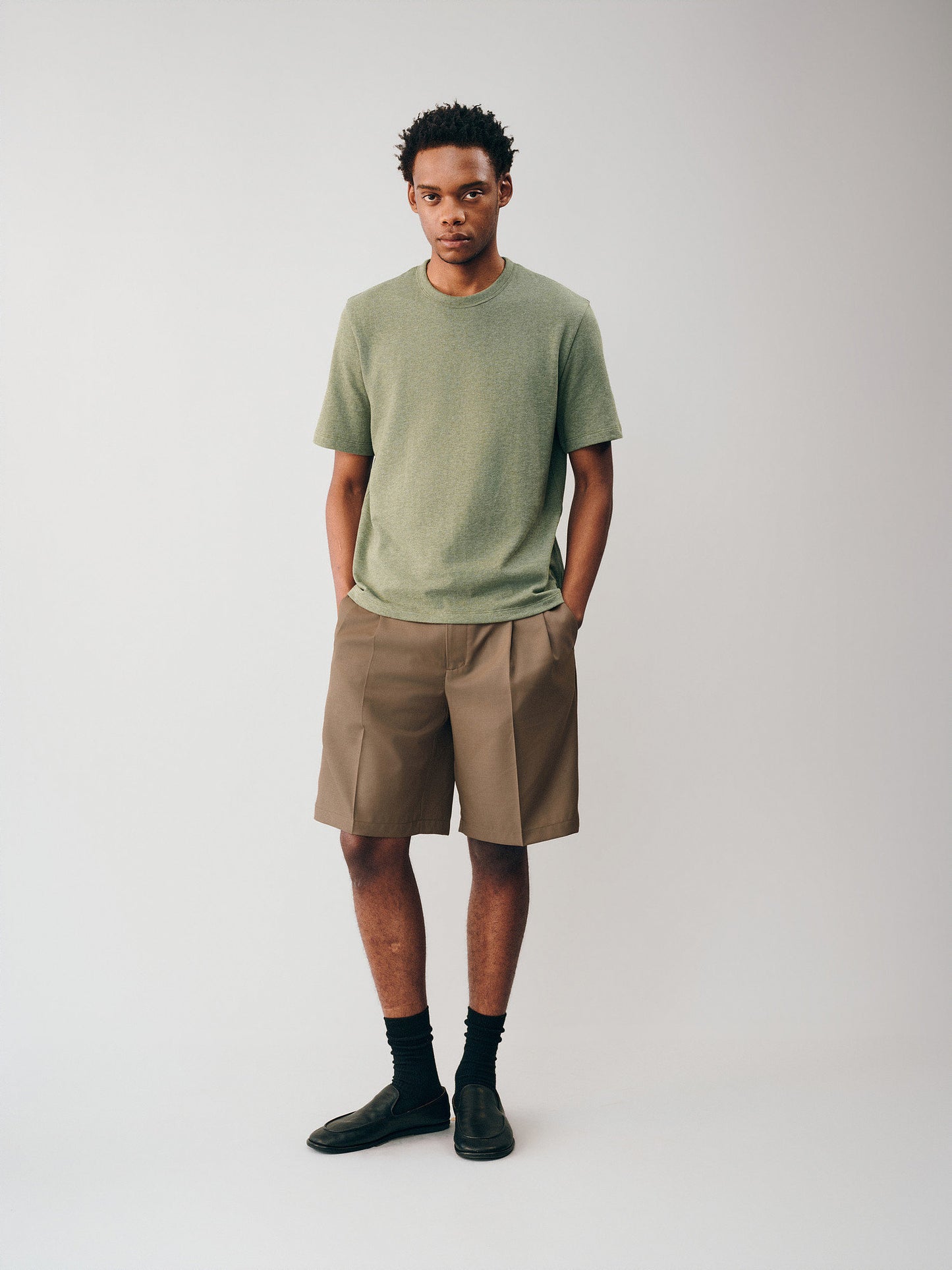 Double-Pleated Shorts