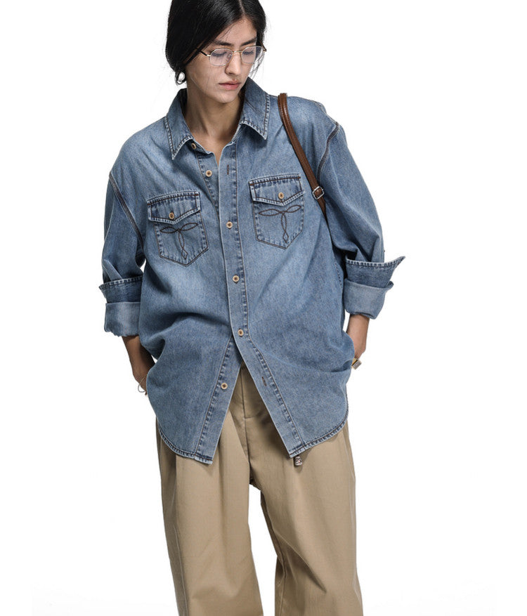 High-Quality Washed Denim Shirt