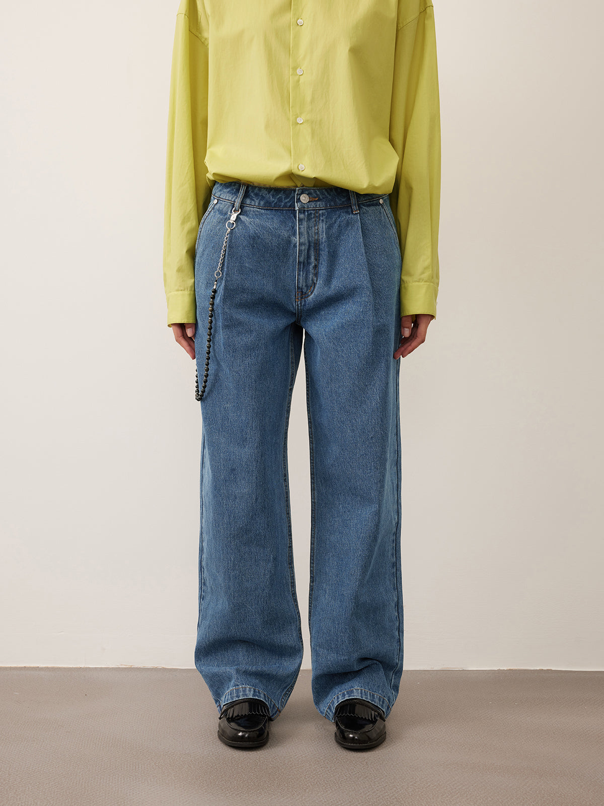 Single Pleats Loose Straight Jeans 12.25 oz.