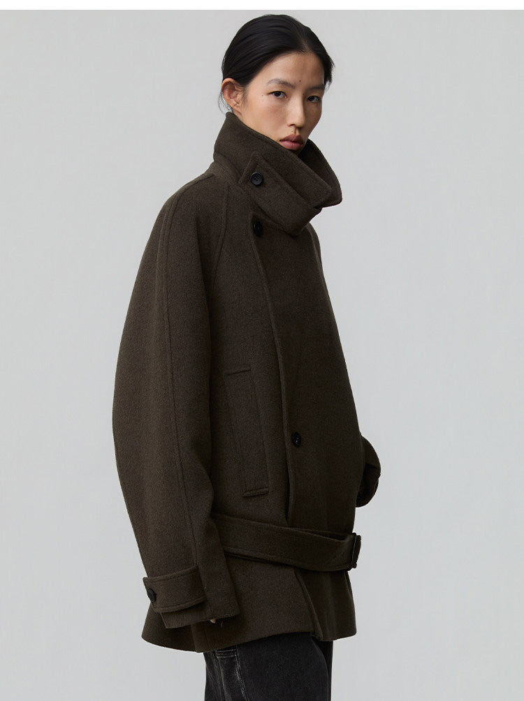 Raglan-Sleeve Short-Length Coat