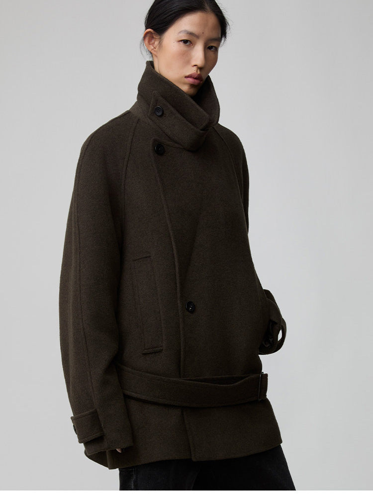 Raglan-Sleeve Short-Length Coat