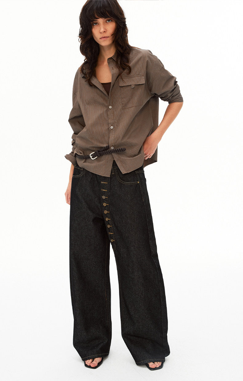 Button-down Design Denim Pants