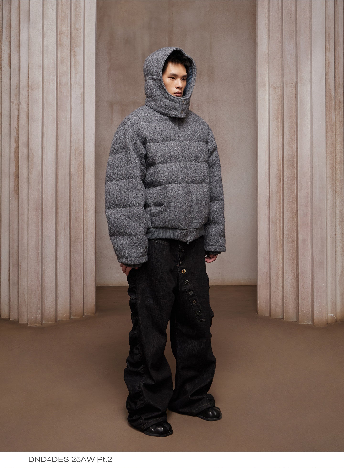 Long Button-Down Baggy Denim Pants