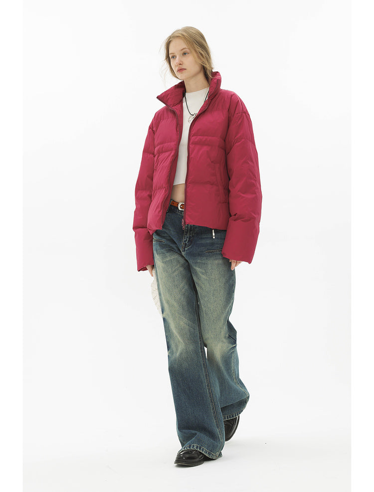 Stand collar cocoon type warm pants down jacket