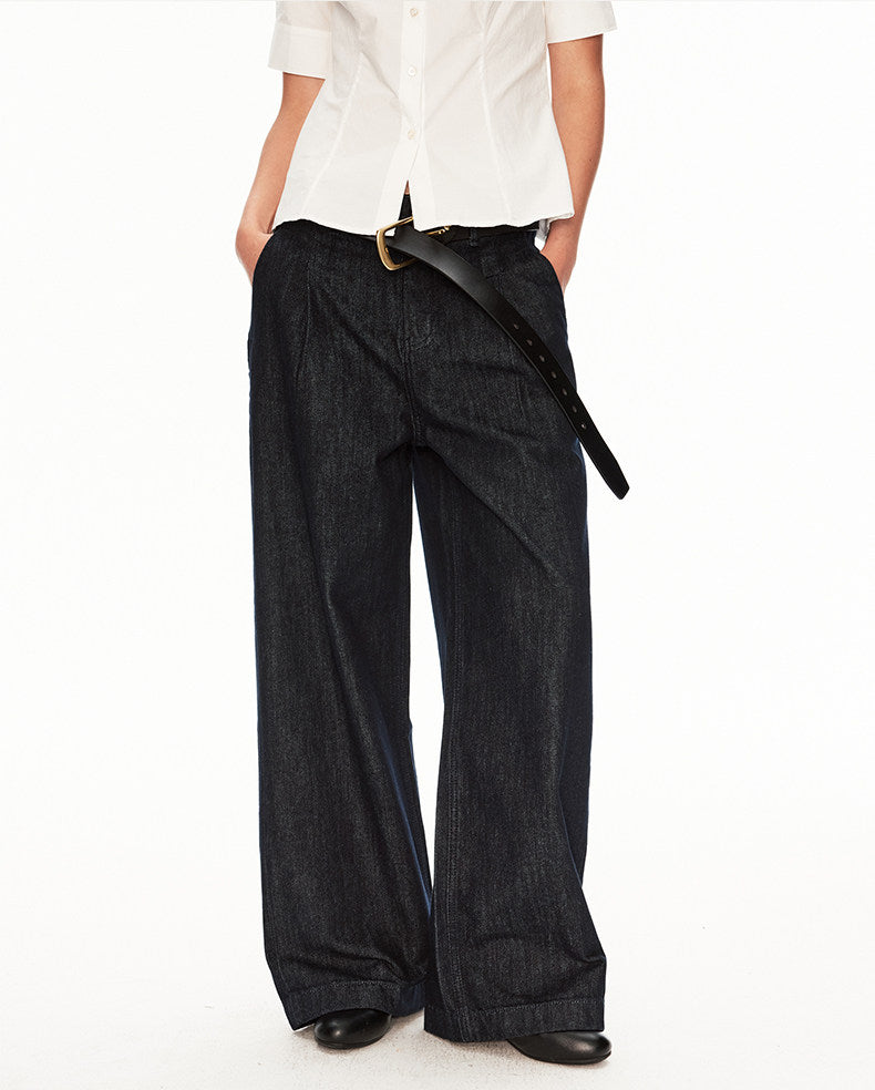 Minimalist Beltless Raw Denim Jeans