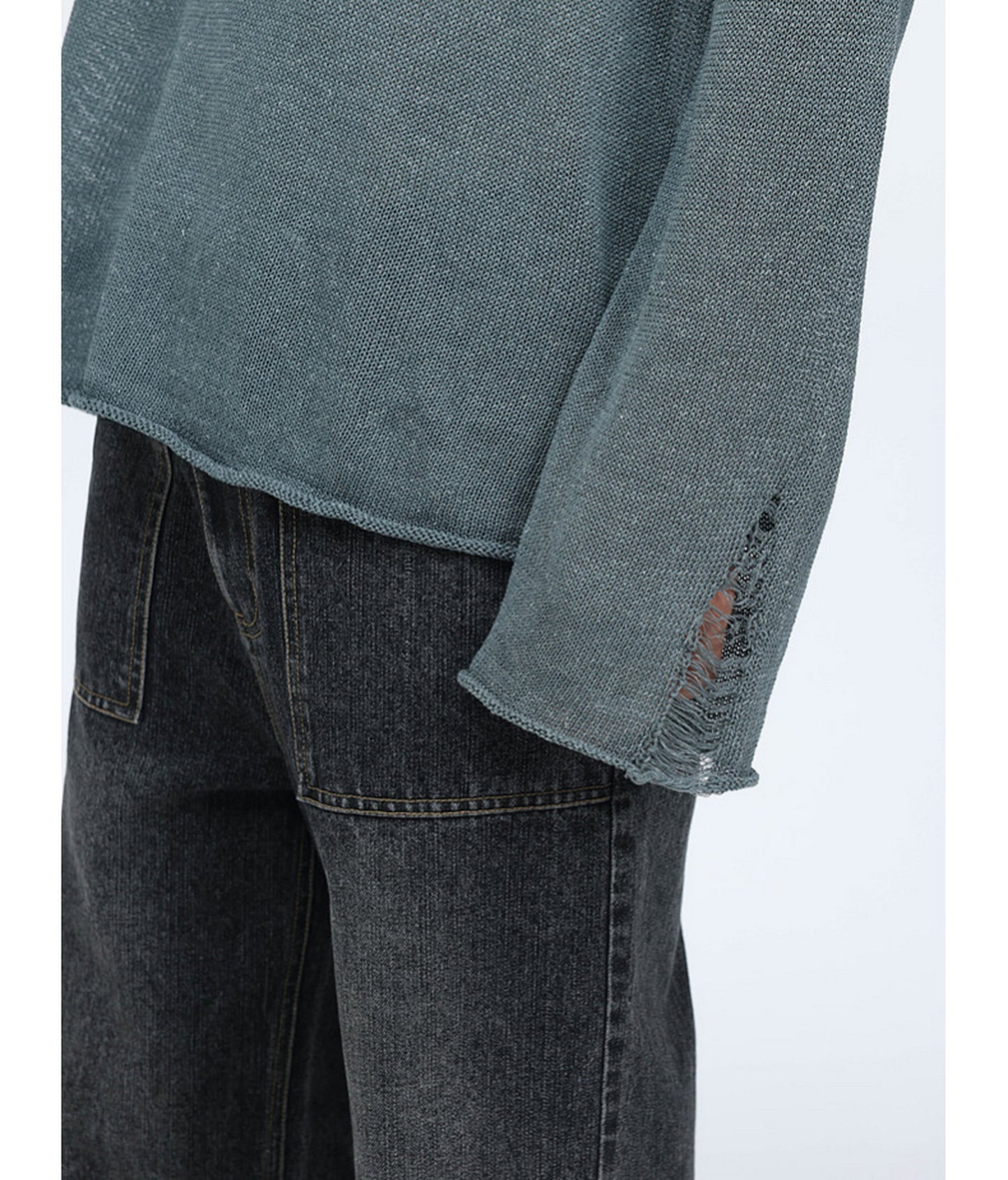 V-Neck Drawstring Lightweight Knit Shirt