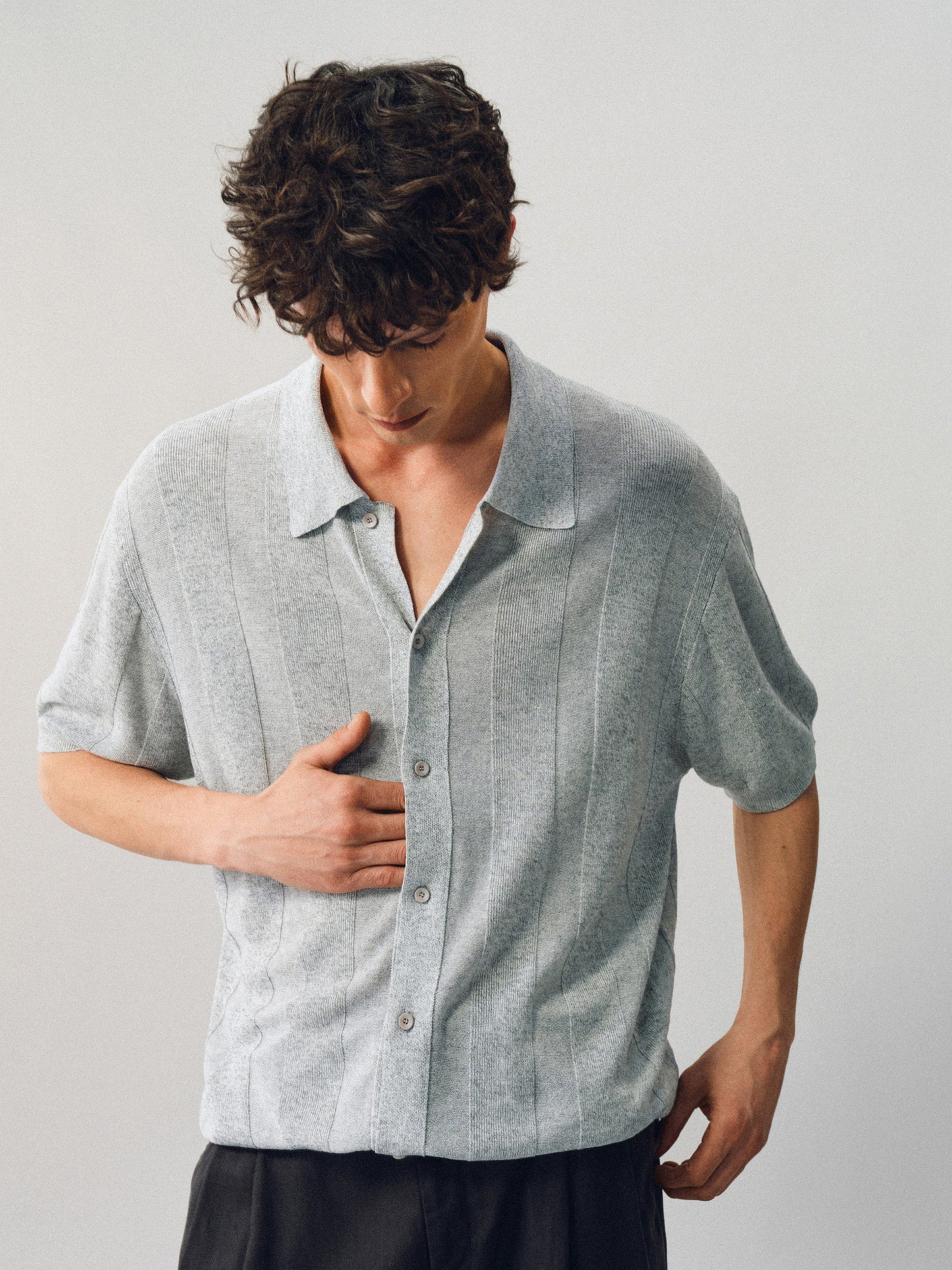 Linen-style button-down shirt