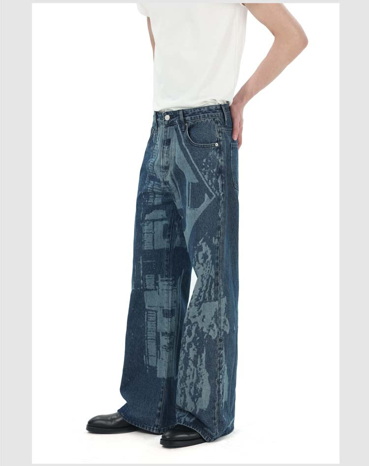 Laser denim pants