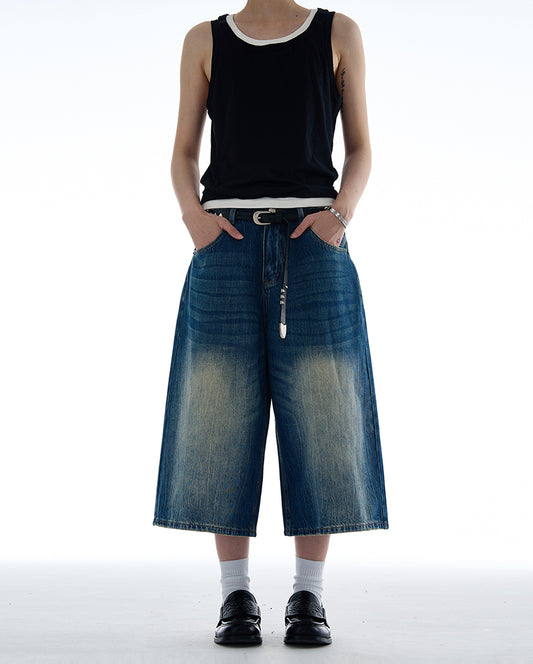 Old wash denim shorts